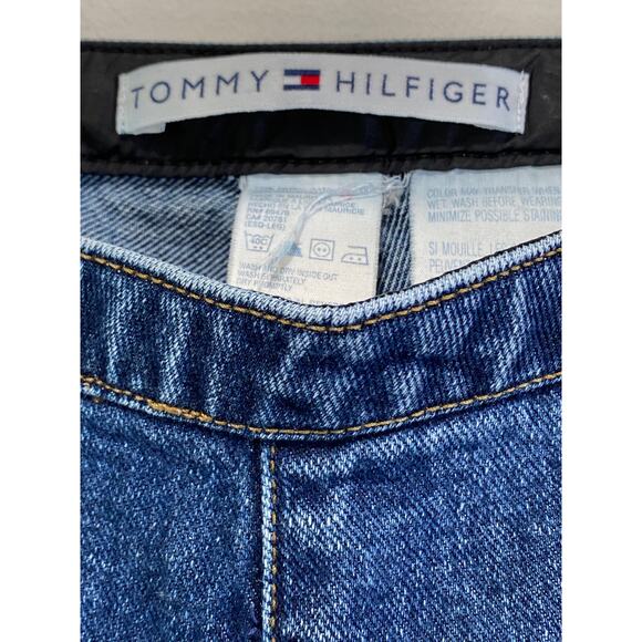 VTG Tommy Hilfiger Womens Size 4 Bareback Side Zip Straight Leg Jeans Fringe Raw - Picture 2 of 9